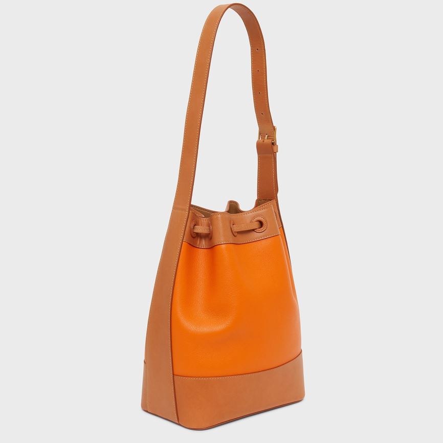 Women's Mansur Gavriel Block Bucket Bags Orange / Brown | AU 5086KE